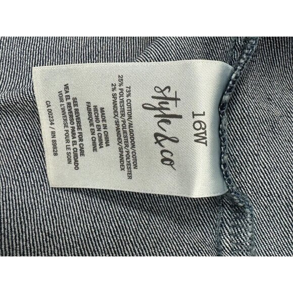 Style & Co Womens Denim Jacket 16W Blue Jean Button Front Casual Outerwear - Picture 4 of 4